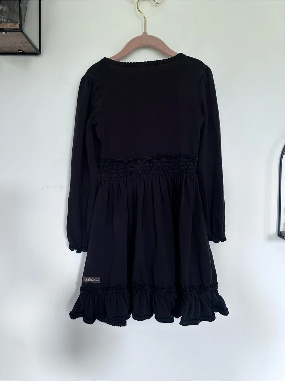 Matilda Jane Black Long Sleeve Ruffle Hemmed Dress Size 6